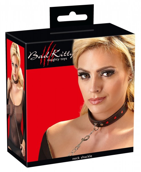 Bad Kitty Halsfessel mit Leine, schwarz/rot - vergleichen und g&uuml;nstig kaufen